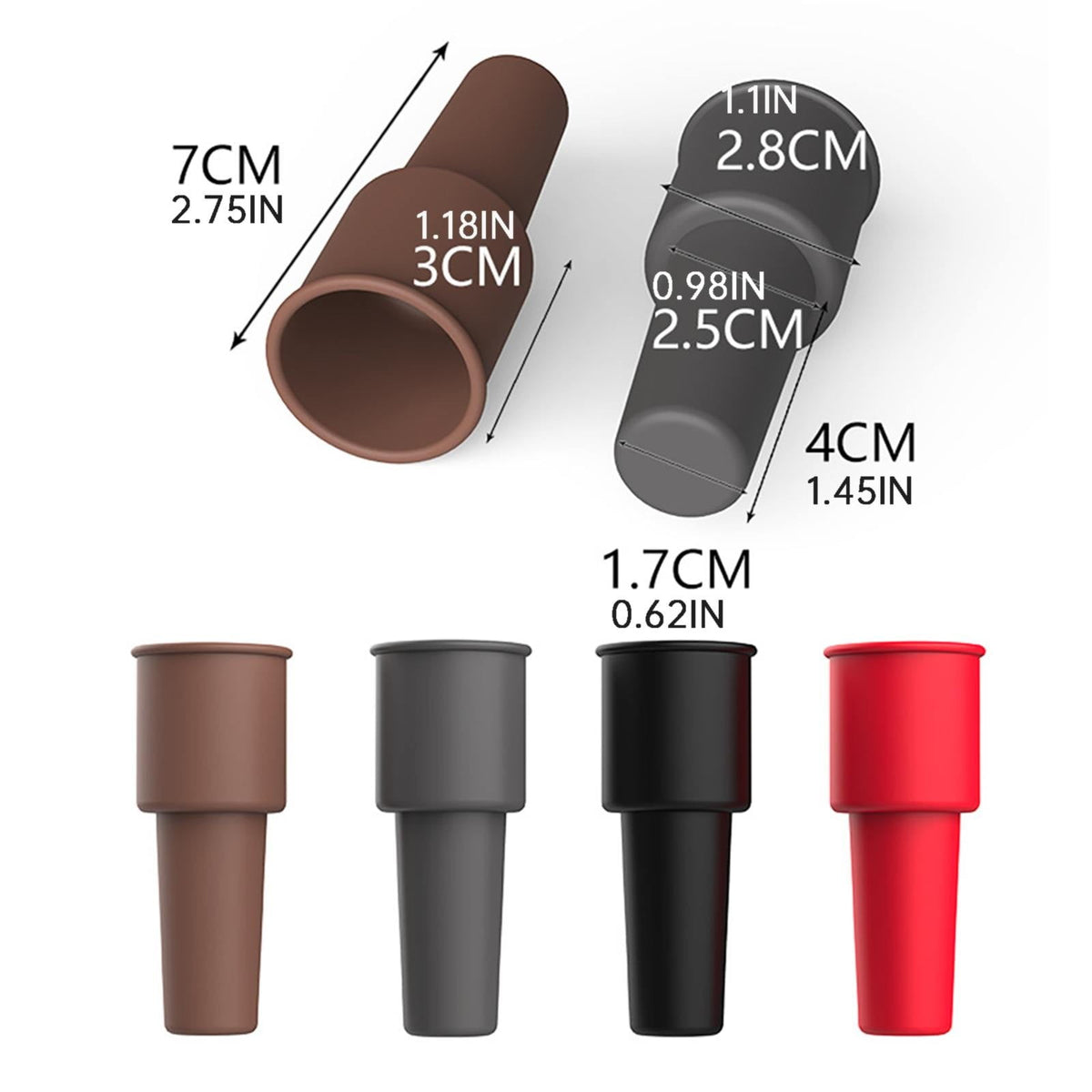 Silicone Wine Bottle Stoppers, 4 Reusable Double-Seal Caps for Wine and Sparkling - Image 3
